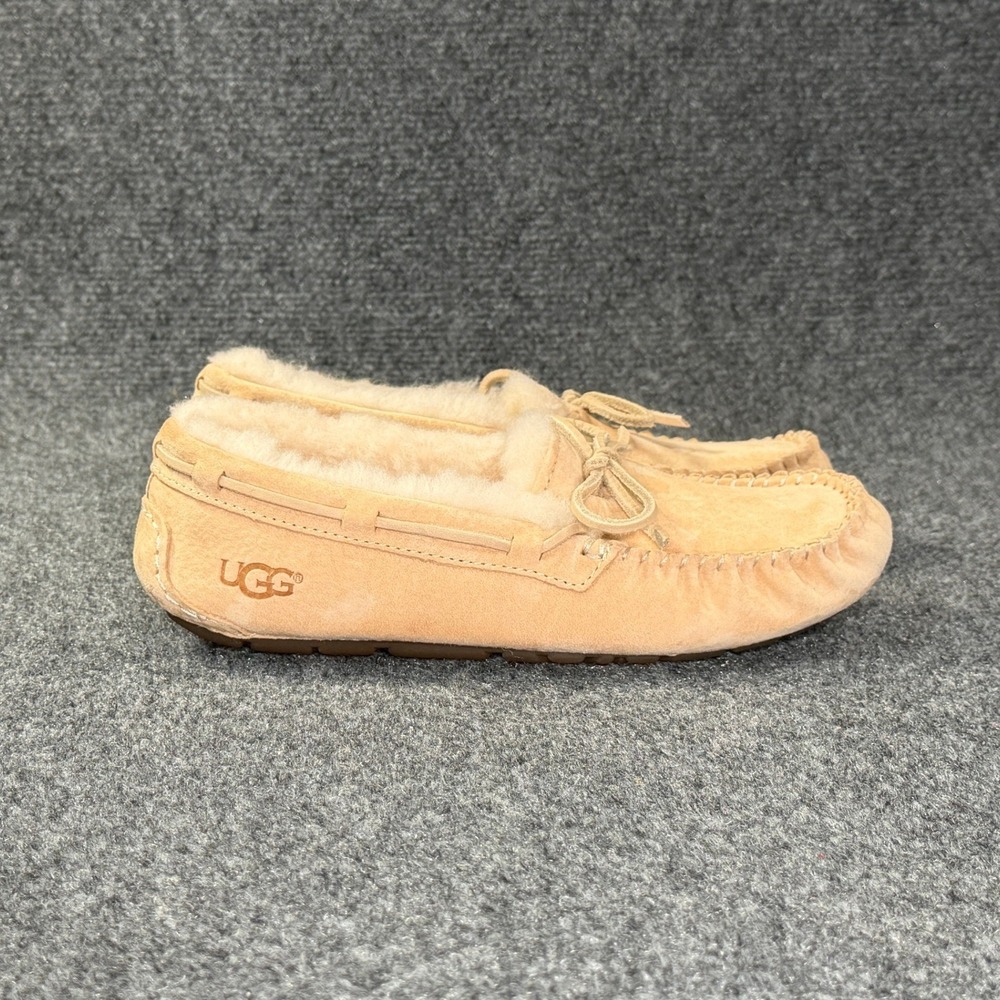 UGG Dakota Slippers Women's 6 Tan Suede Shearling Slip On Indoor House Shoes